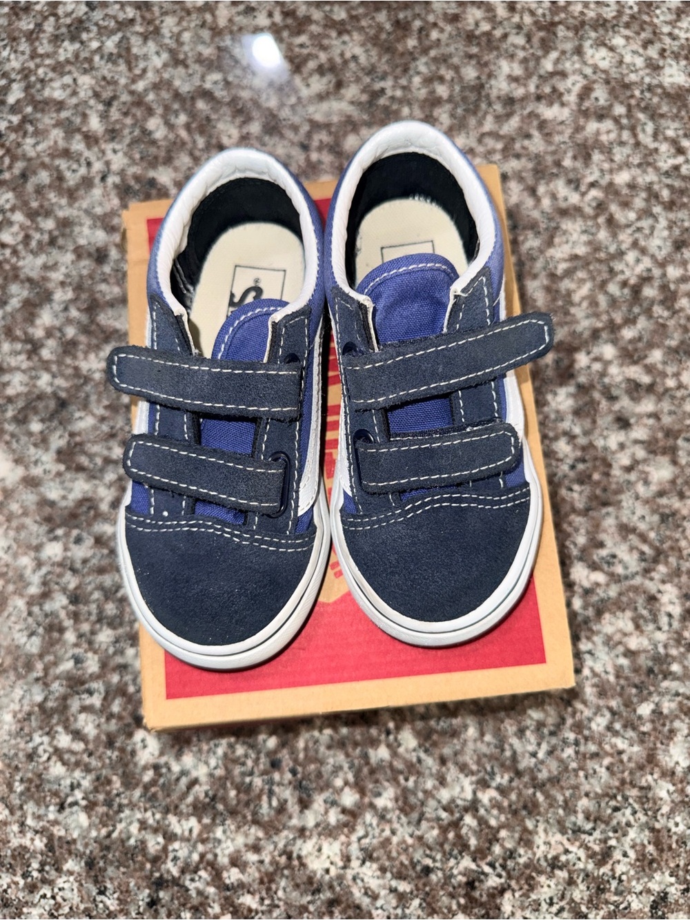 Kids Vans Old Skool Blue Velcro Sneakers